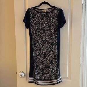 Michael Kors Navy and White Floral Dress
